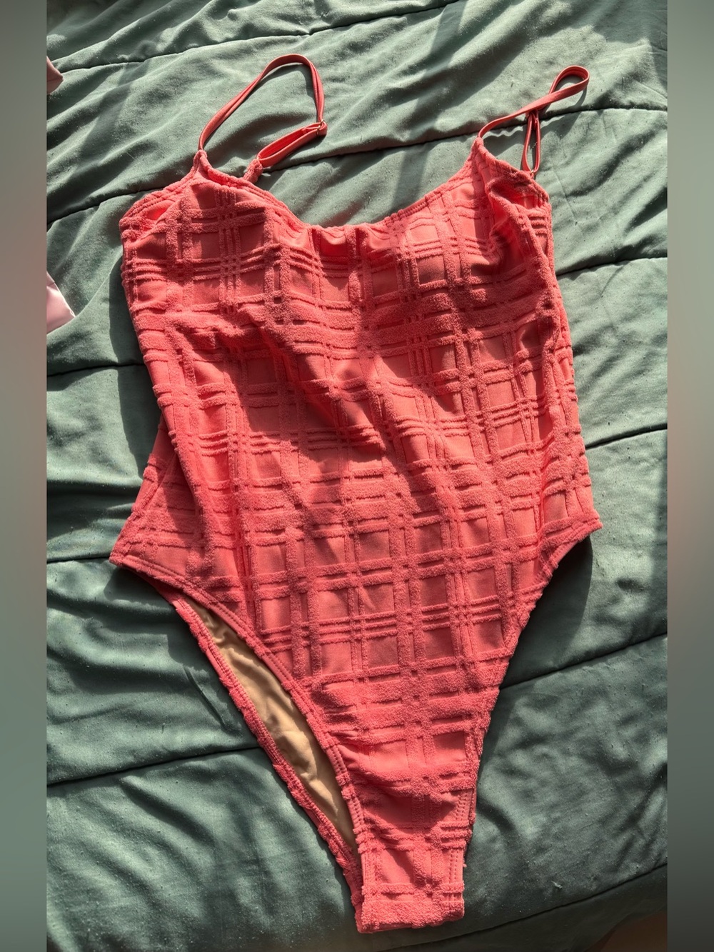 Cotton On Body Textured Coral One-Piece Swimsuit